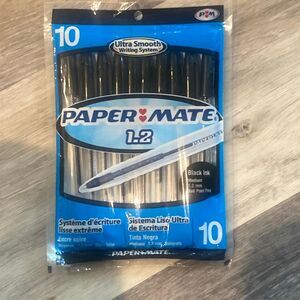 Paper Mate 1.2mm Ball Point Pens Black 10 Pack NIP